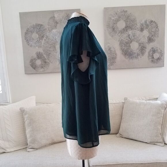 1.STATE Keyhole Flutter Sleeve Blouse sz1X - Picture 5 of 8